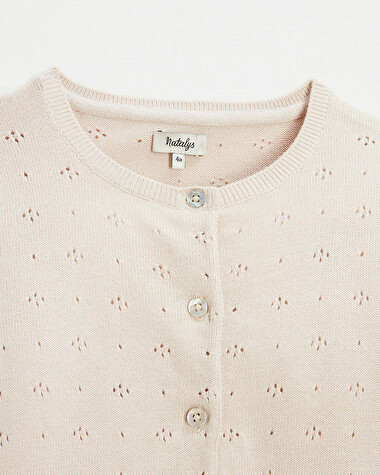 Cardigan en tricot ajour&eacute; Coloris rose  Natalys