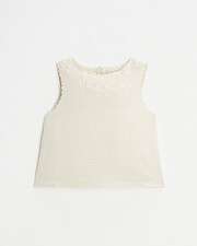 Blouse sans manches brod&eacute;e Coloris naturel  Natalys