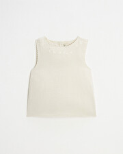 Blouse sans manches brod&eacute;e Coloris naturel  Natalys