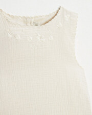 Blouse sans manches brod&eacute;e Coloris naturel  Natalys