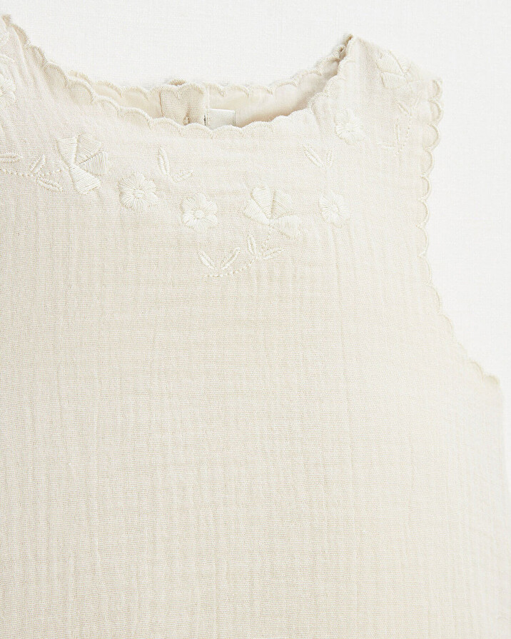 Blouse sans manches brod&eacute;e Coloris naturel  Natalys