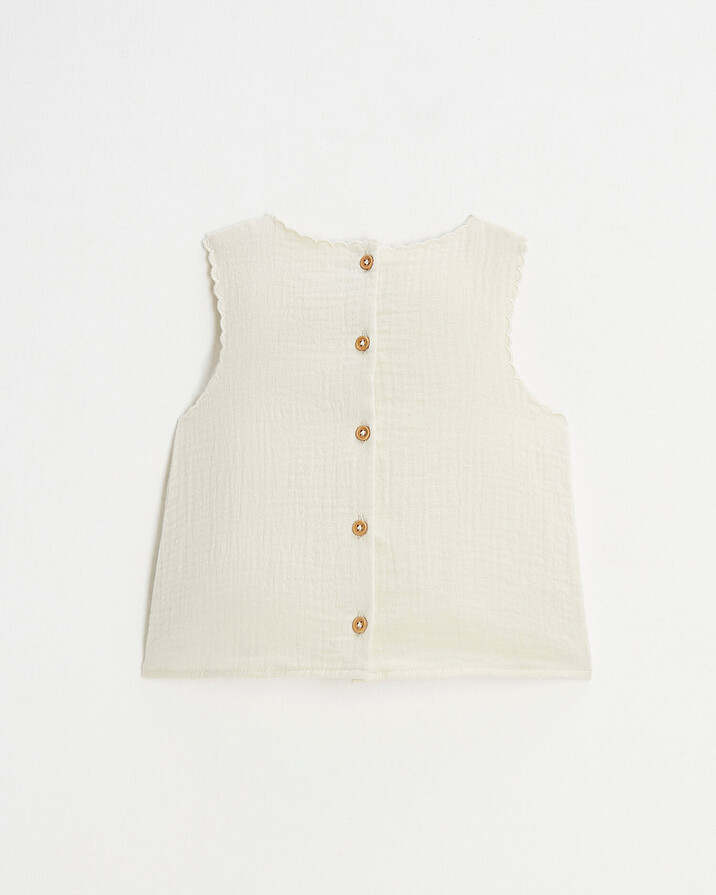 Blouse sans manches brod&eacute;e Coloris naturel  Natalys