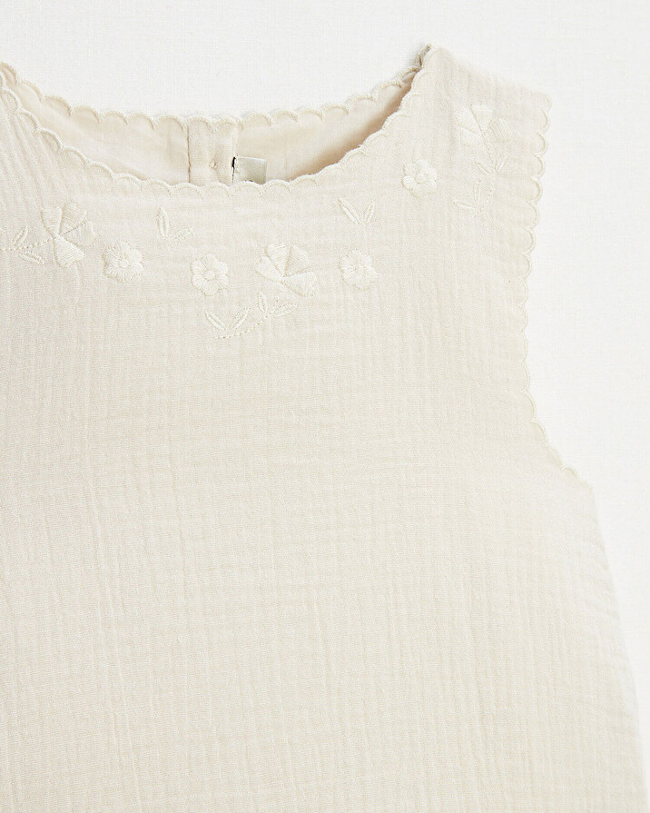 Blouse sans manches brod&eacute;e Coloris naturel  Natalys