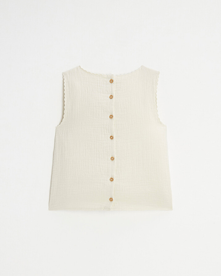 Blouse sans manches brod&eacute;e Coloris naturel  Natalys