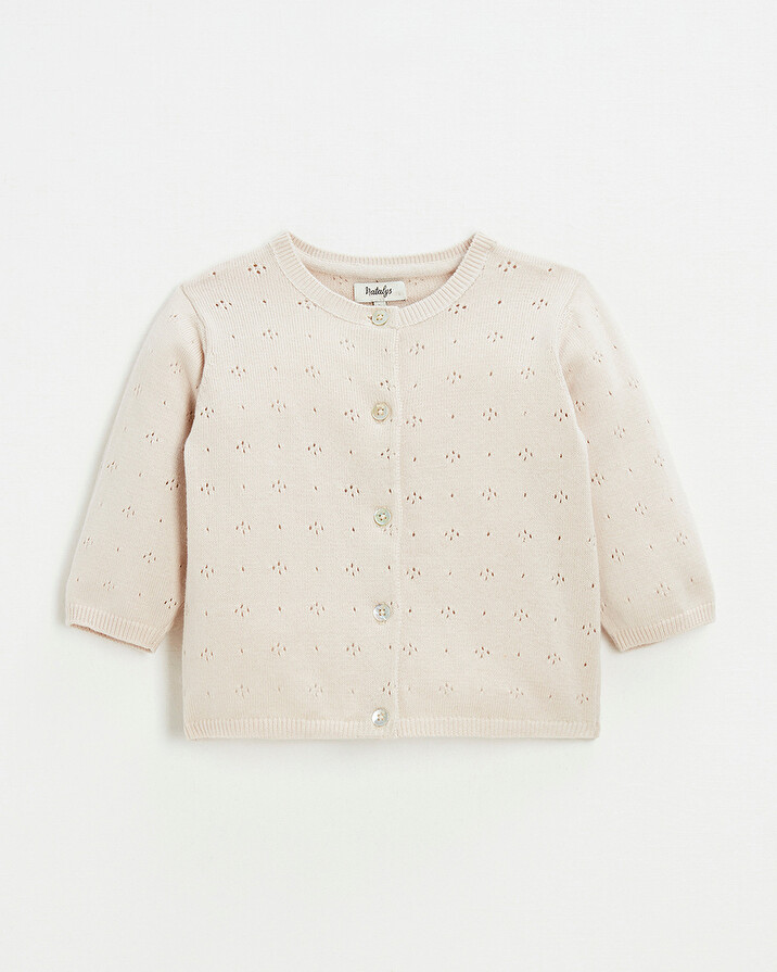 Cardigan en tricot ajour&eacute; Coloris rose  Natalys