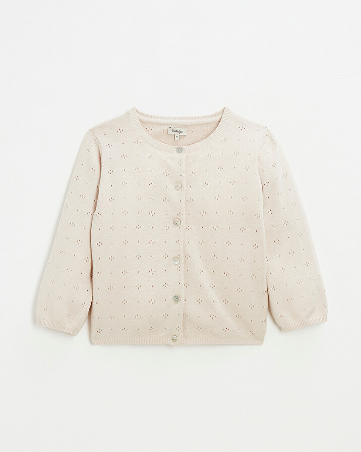 Cardigan en tricot ajour&eacute; Coloris rose  Natalys