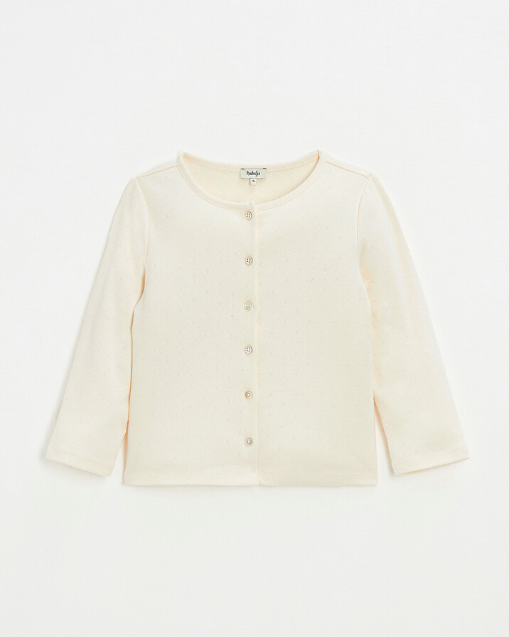 Cardigan en c&ocirc;tes en coton Coloris craie  Natalys