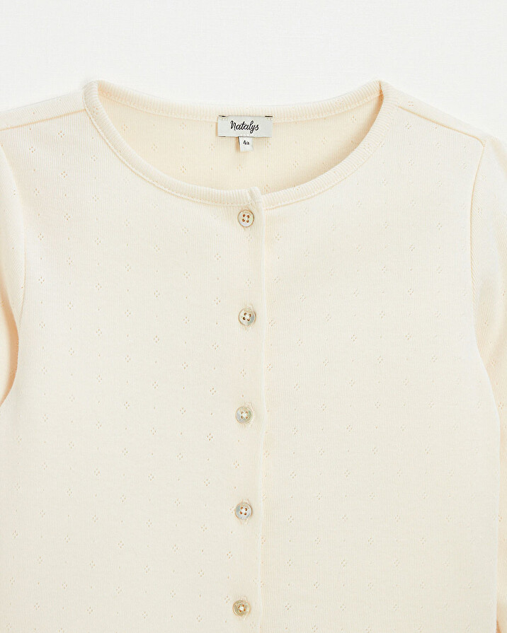 Cardigan en c&ocirc;tes en coton Coloris craie  Natalys
