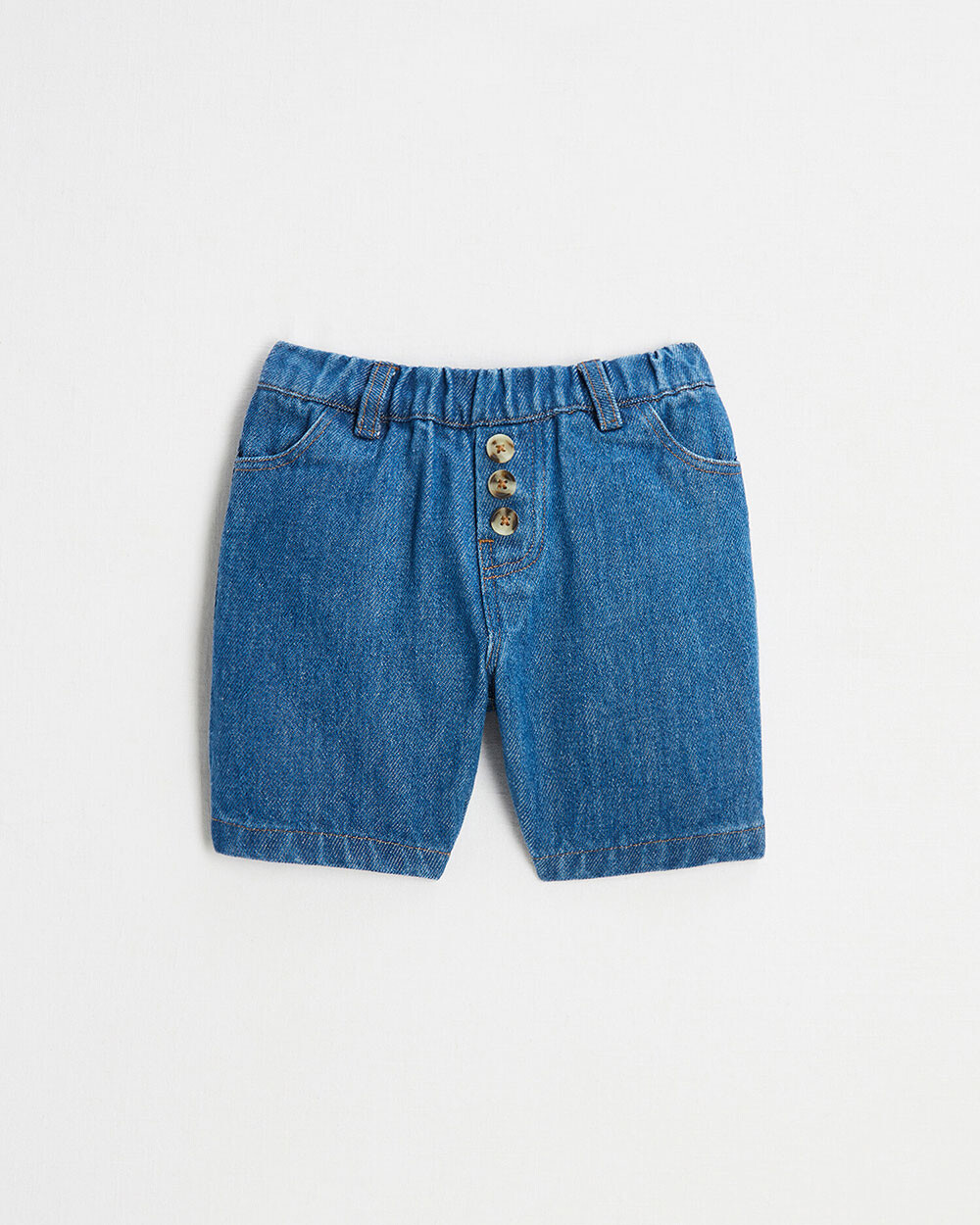 Bermuda en denim brut Coloris bleu fonc&eacute;  Natalys