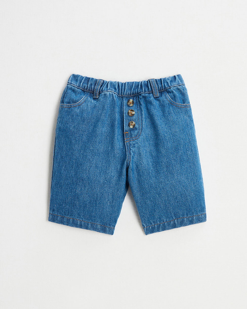 Bermuda en denim brut Coloris bleu fonc&eacute;  Natalys