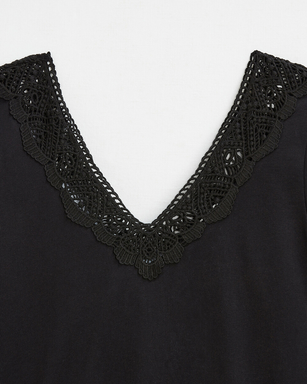 Tee-shirt noir finition dentelle En coton bio Natalys