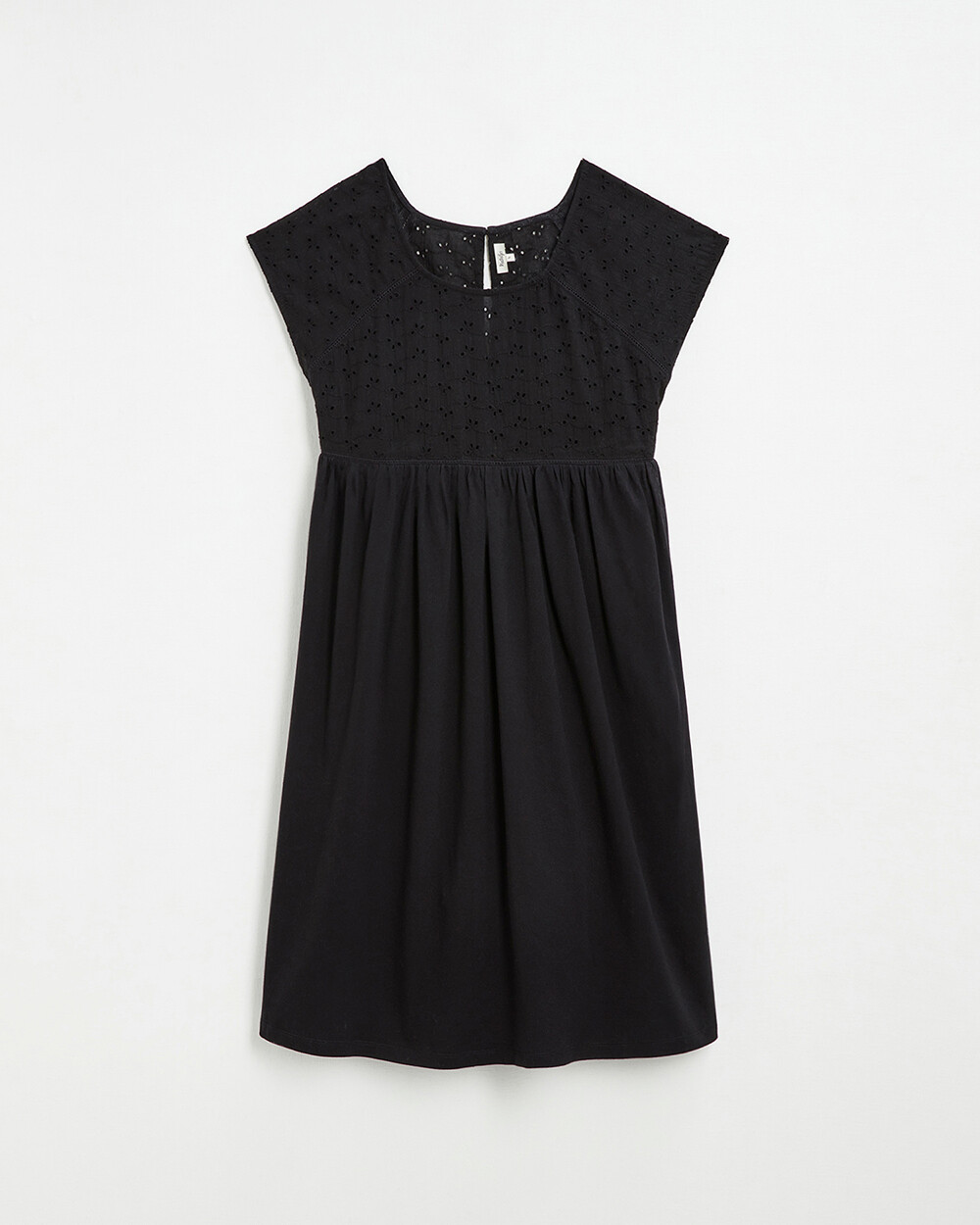 Robe noire &agrave; broderies anglaises En coton bio  Natalys