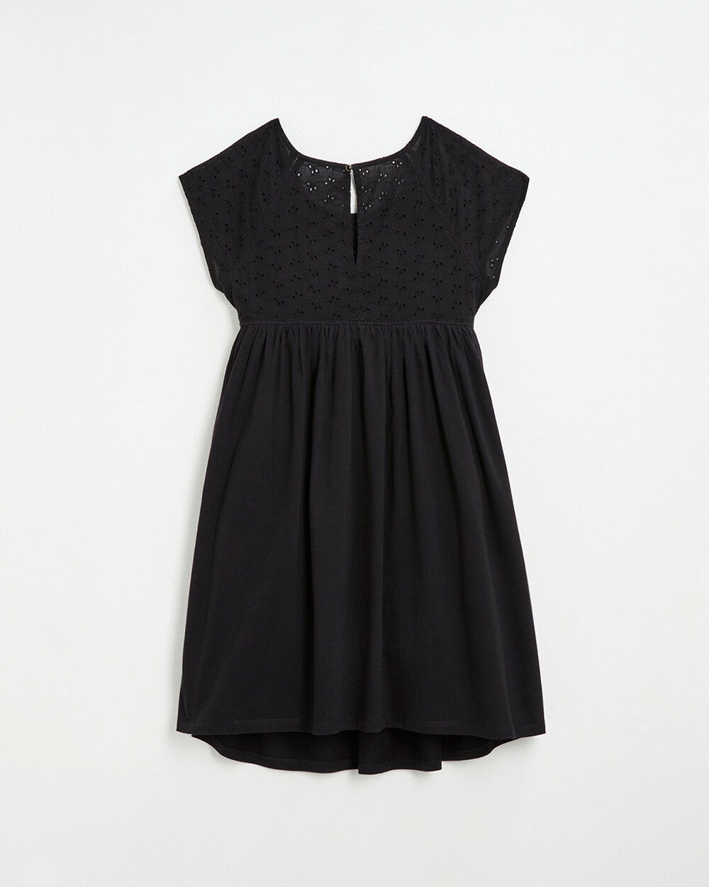 Robe noire &agrave; broderies anglaises En coton bio  Natalys