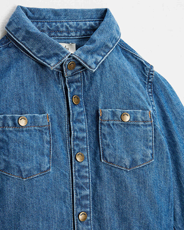 Chemise manches longues denim Coloris bleu Natalys