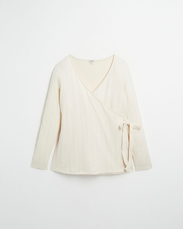 Cardigan cache-coeur en coton Coloris écru Natalys