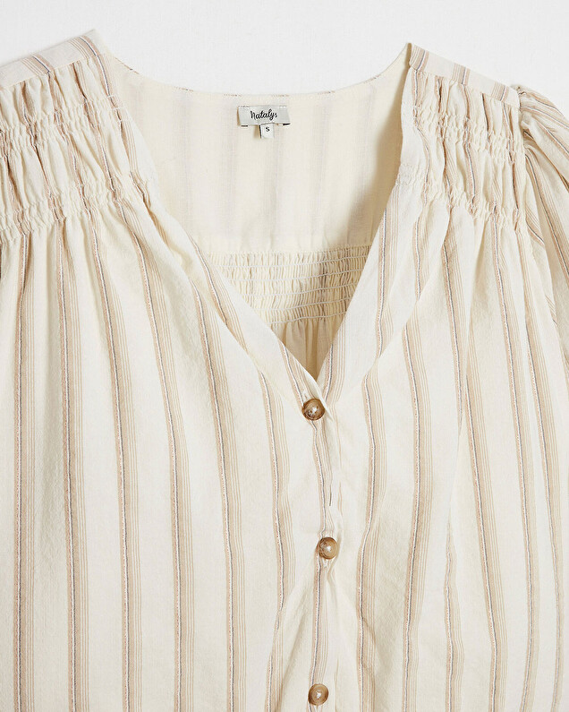 Robe rayée en voile de coton Coloris écru Natalys