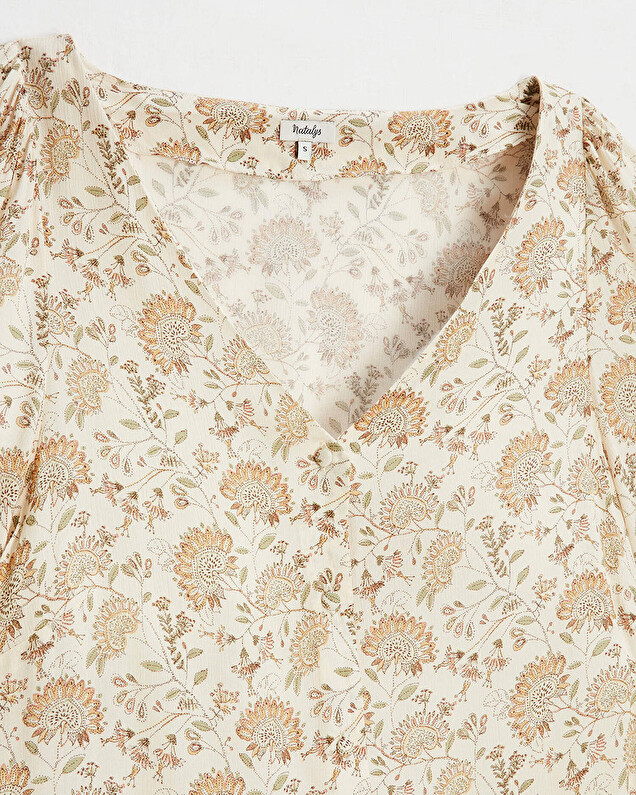 Blouses en crêpe Imprimé fleurs indiennes Natalys