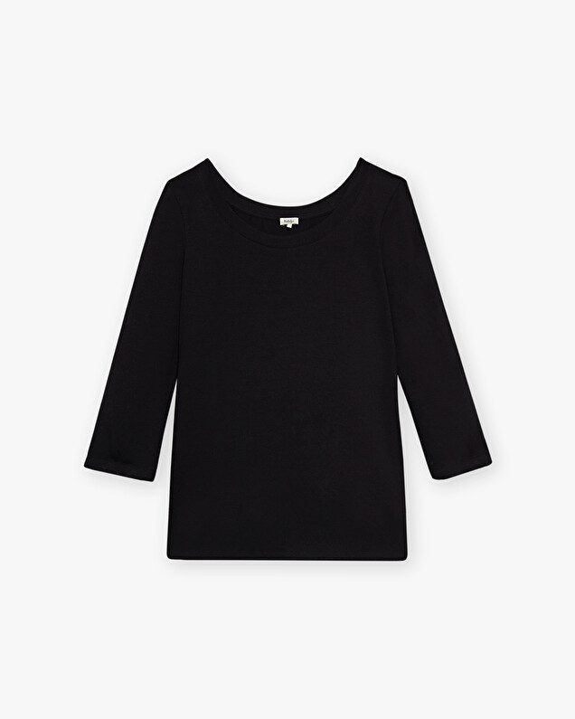 Tee-shirt noir col danseuse En coton bio Natalys