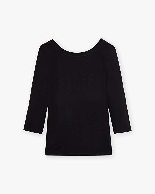 Tee-shirt noir col danseuse En coton bio Natalys