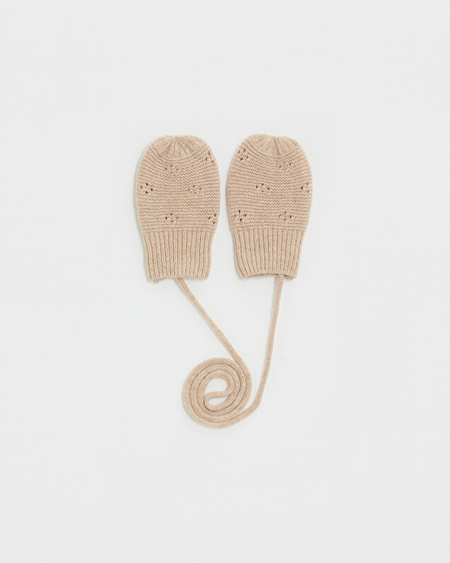 Moufles en tricot ajouré Coloris beige Natalys
