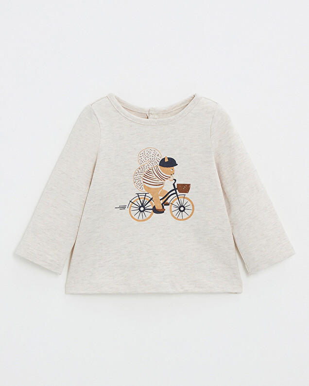T-shirt manches longues animé Coloris beige chiné Natalys