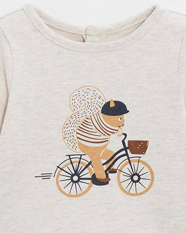 T-shirt manches longues animé Coloris beige chiné Natalys