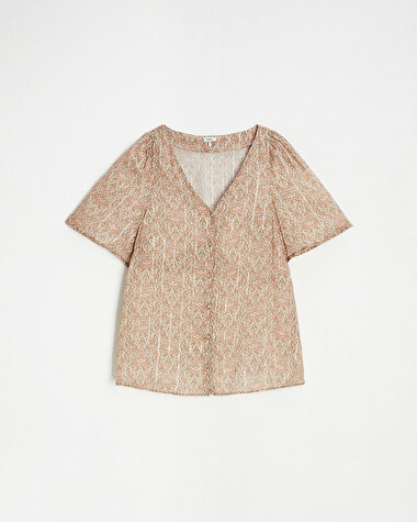 Blouse manches courtes Imprim&eacute; fleurs  Natalys
