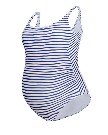 Maillot de bain de grossesse A rayures coloris marine  Cache coeur