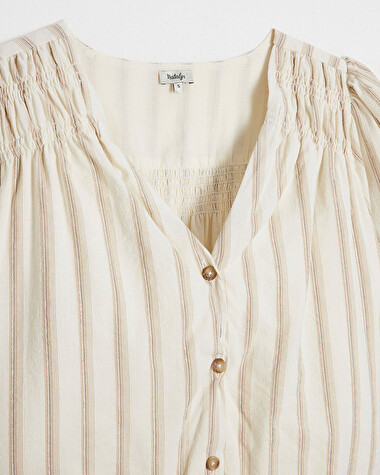 Robe ray&eacute;e en voile de coton Coloris &eacute;cru  Natalys