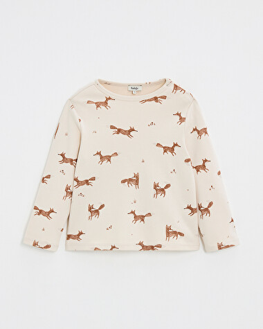 T-shirt manches longues imprim&eacute; Imprim&eacute; renards  Natalys