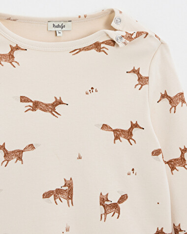 T-shirt manches longues imprim&eacute; Imprim&eacute; renards  Natalys
