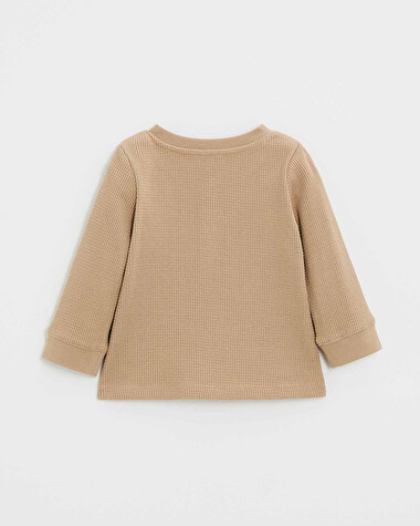 T-shirt manches longues brod&eacute; Coloris caramel  Natalys