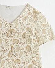 Robe en cr&ecirc;pe Imprim&eacute; fleurs indiennes  Natalys