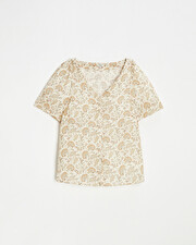 Blouses en cr&ecirc;pe Imprim&eacute; fleurs indiennes  Natalys