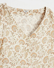 Blouses en cr&ecirc;pe Imprim&eacute; fleurs indiennes  Natalys