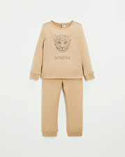 Pyjama 2 pi&egrave;ces en coton Coloris camel  Natalys