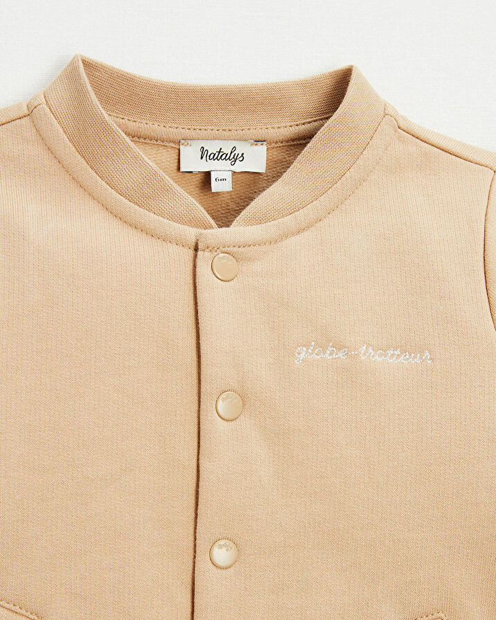 Gilet en molleton brod&eacute; Coloris camel  Natalys