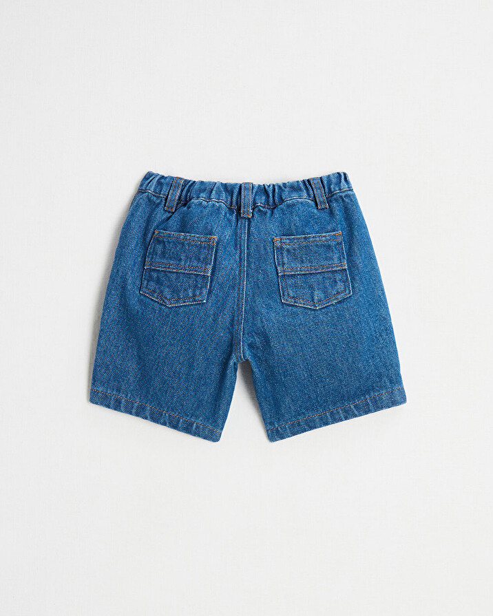 Bermuda en denim brut Coloris bleu fonc&eacute;  Natalys