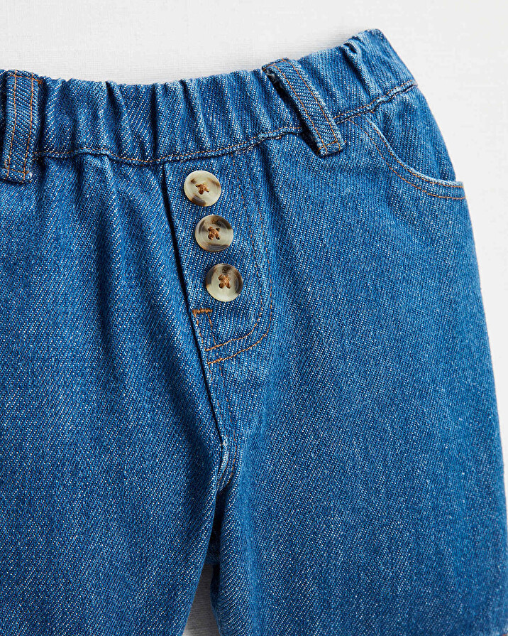 Bermuda en denim brut Coloris bleu fonc&eacute;  Natalys