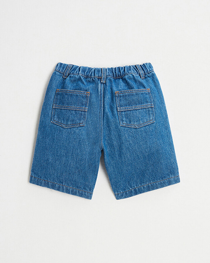 Bermuda en denim brut Coloris bleu fonc&eacute;  Natalys