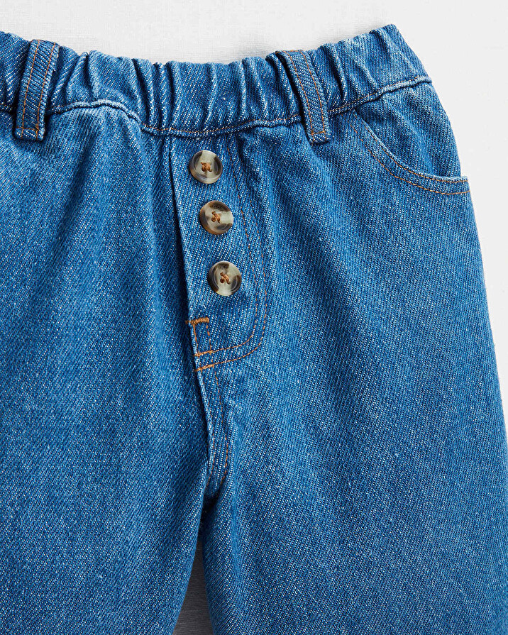 Bermuda en denim brut Coloris bleu fonc&eacute;  Natalys