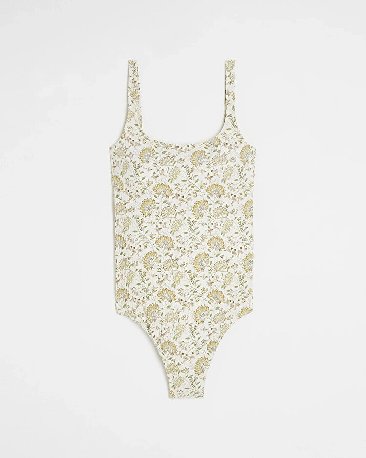 Maillot de bain anti UV Imprim&eacute; fleurs  Cache coeur