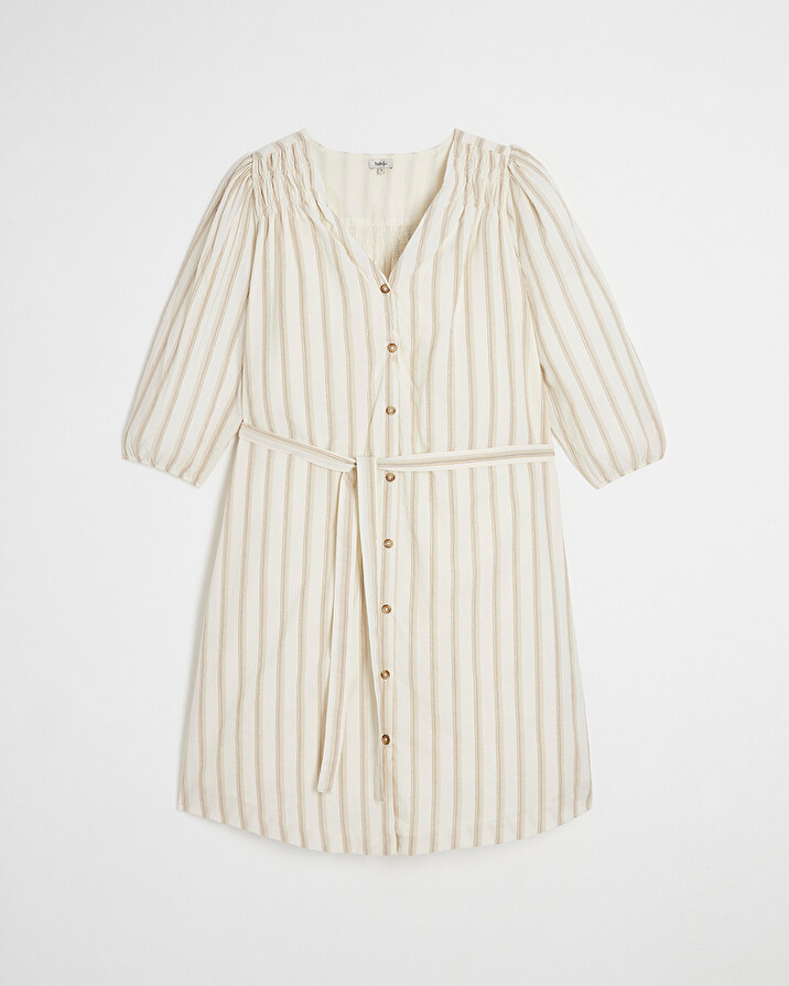 Robe ray&eacute;e en voile de coton Coloris &eacute;cru  Natalys