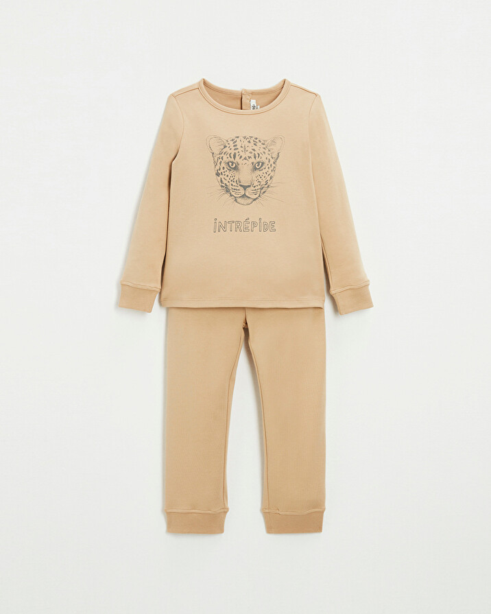Pyjama 2 pi&egrave;ces en coton Coloris camel  Natalys