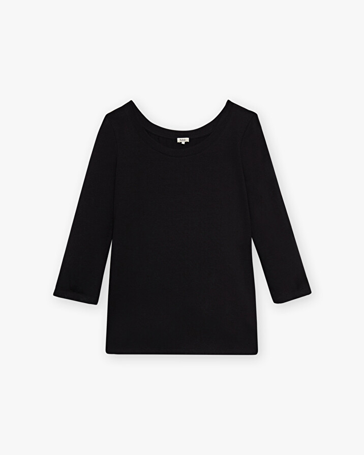 Tee-shirt noir col danseuse En coton bio  Natalys