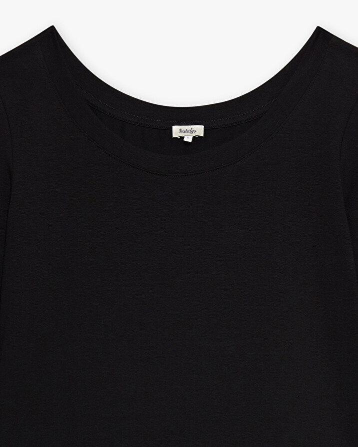 Tee-shirt noir col danseuse En coton bio  Natalys