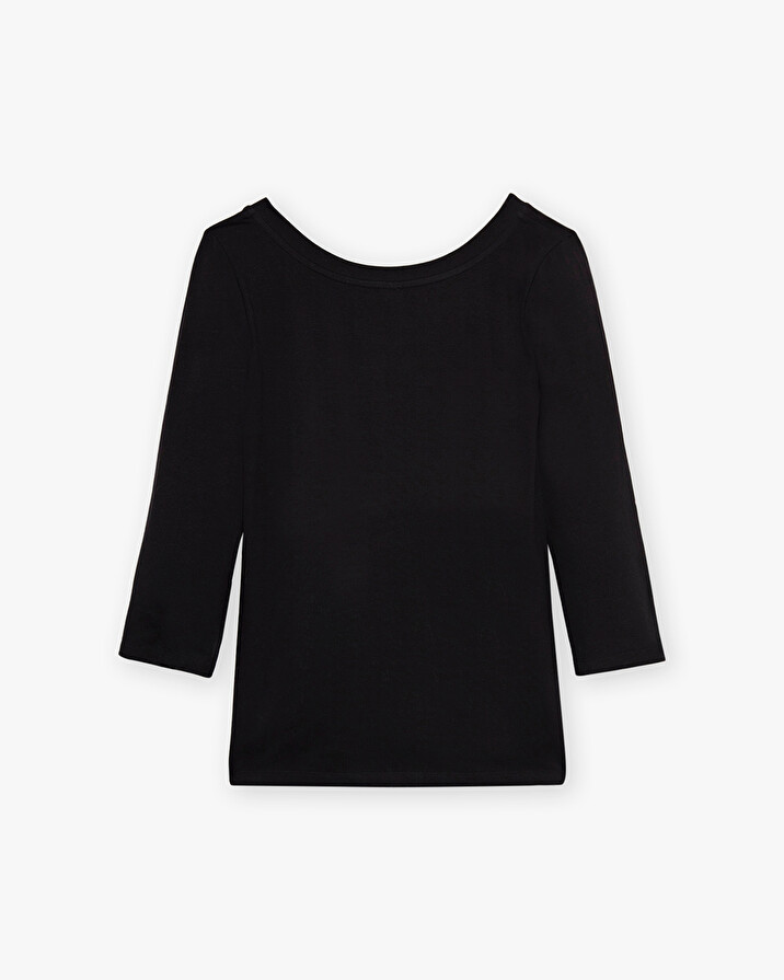 Tee-shirt noir col danseuse En coton bio  Natalys