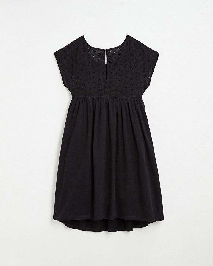 Robe noire &agrave; broderies anglaises En coton bio  Natalys