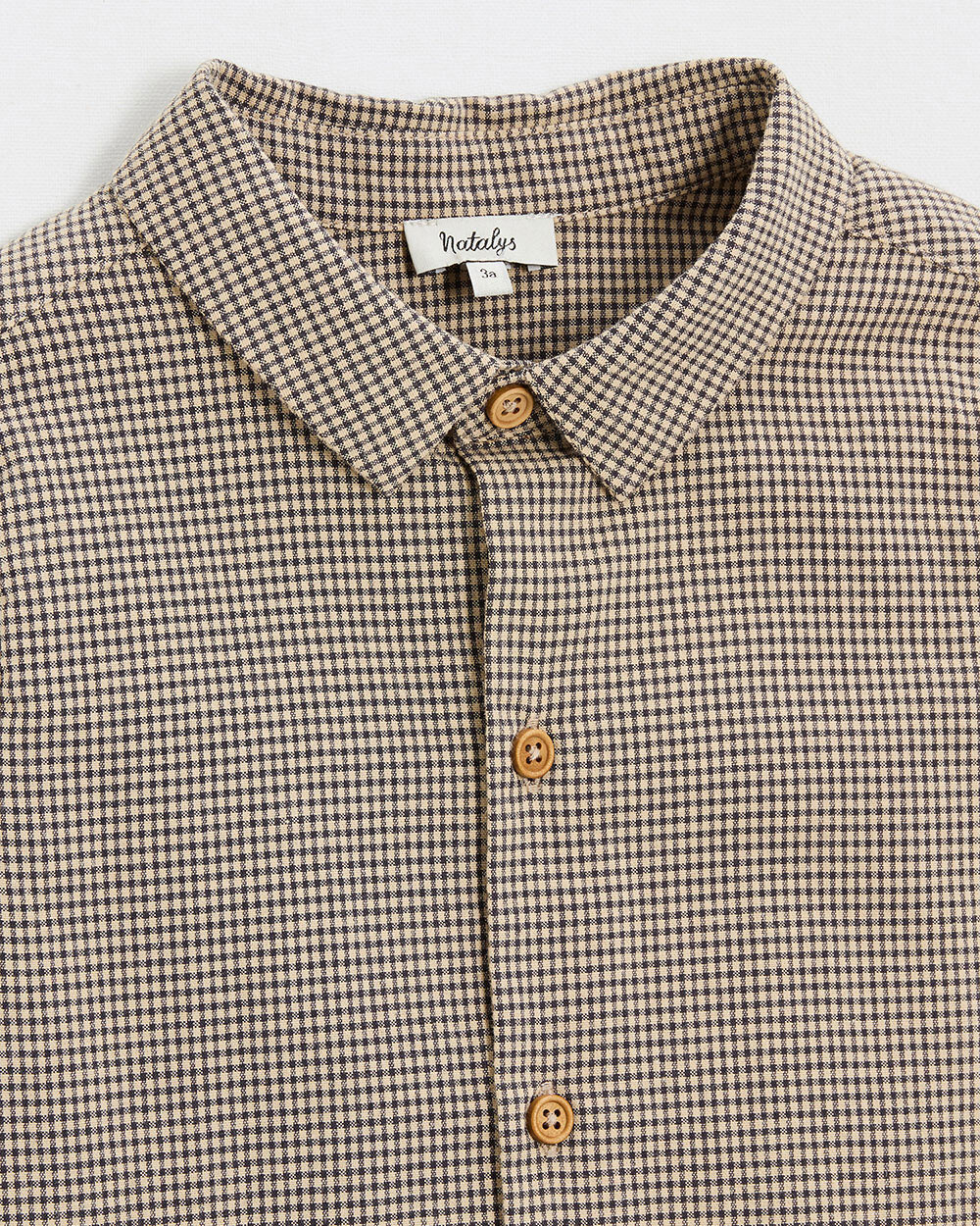 Chemise en vichy Coloris gris anthracite chin&eacute;/beige  Natalys