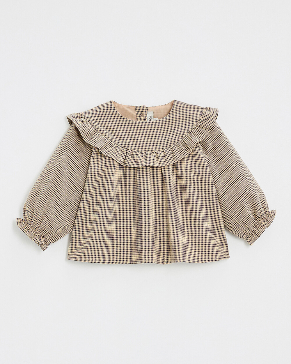 Blouse en vichy Coloris gris anthracite chin&eacute;/beige  Natalys